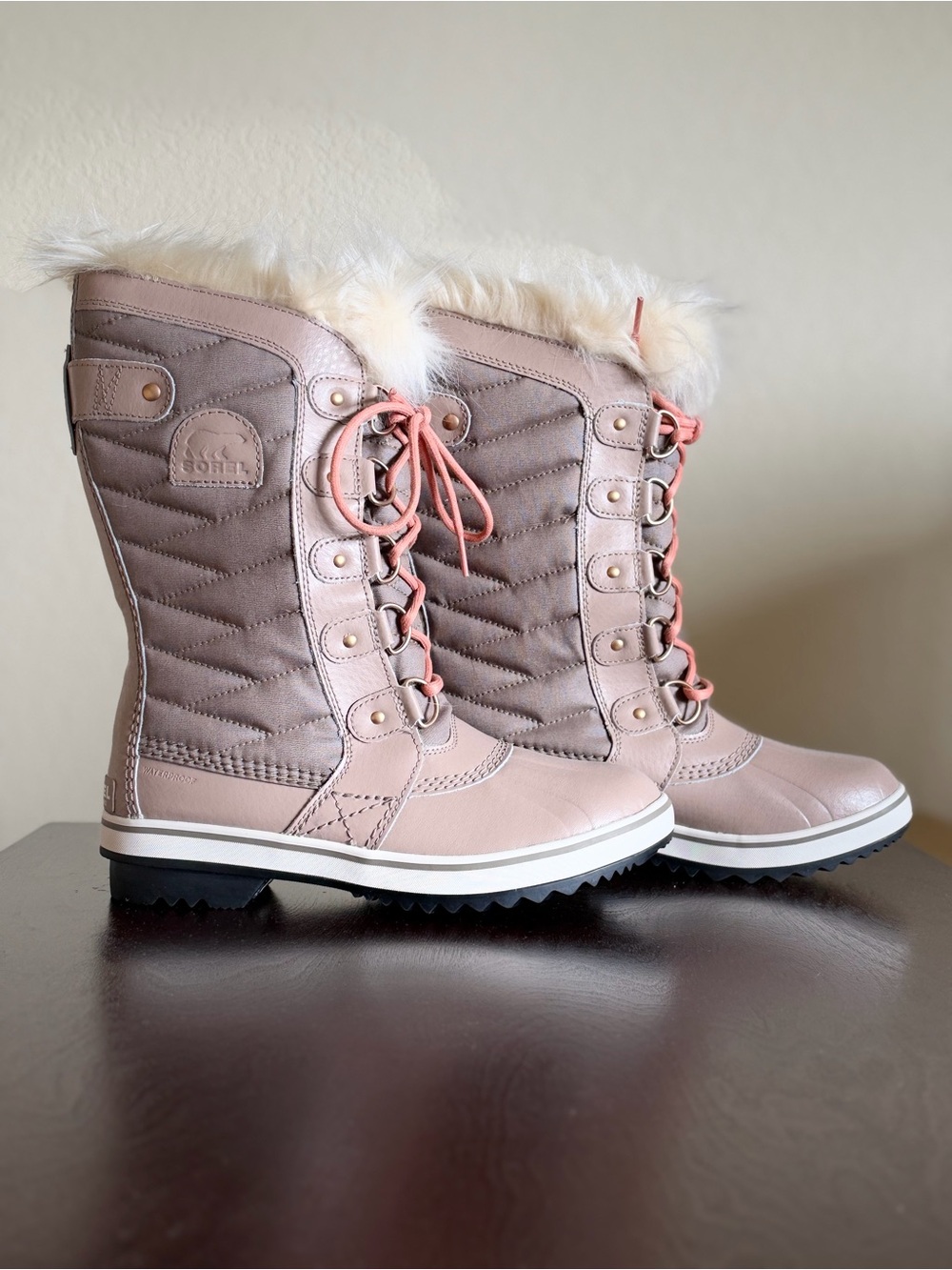 Sorel Women's Winter Lace-Up Boots in Blush and Coral